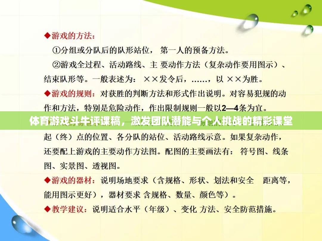 激發(fā)團隊潛能與個人挑戰(zhàn)，體育游戲斗牛的精彩評課報告