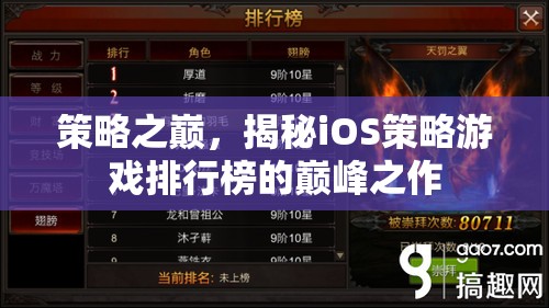 策略之巔，揭秘iOS策略游戲排行榜的巔峰之作