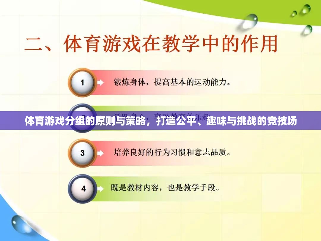 體育游戲分組的原則與策略，打造公平、趣味與挑戰(zhàn)的競技場