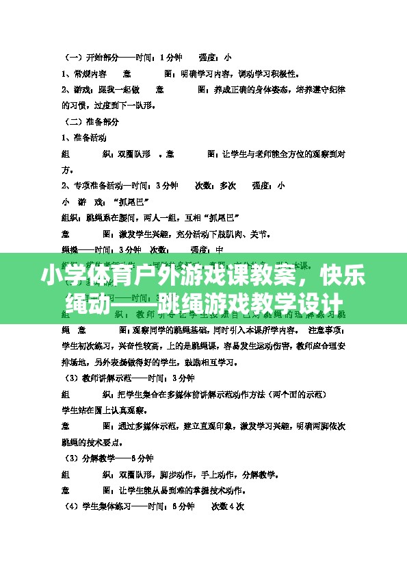 快樂繩動(dòng)，小學(xué)體育戶外游戲課跳繩游戲教學(xué)設(shè)計(jì)