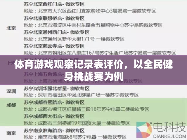 體育游戲觀察記錄表評價，以全民健身挑戰(zhàn)賽為例