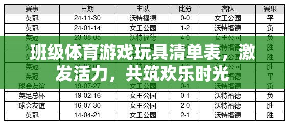 班級體育游戲玩具清單，激發(fā)活力，共筑歡樂時光