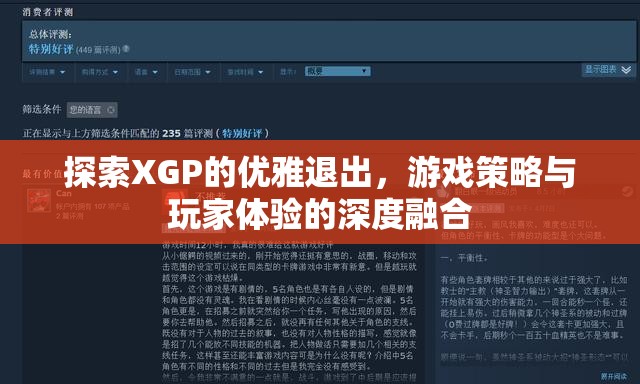 探索XGP的優(yōu)雅退出，游戲策略與玩家體驗的深度融合