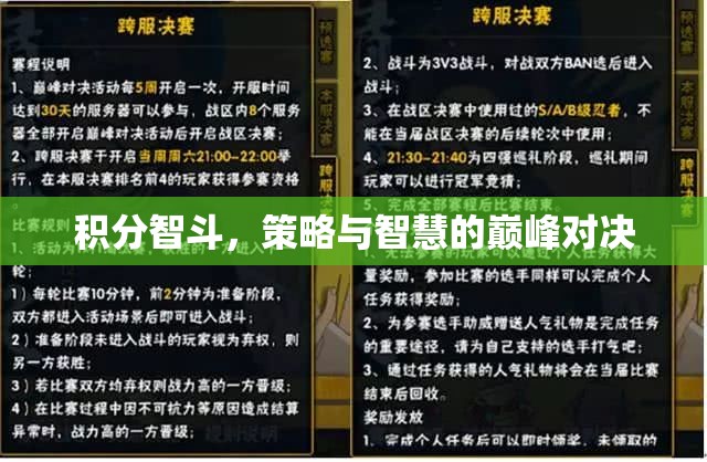 積分智斗，策略與智慧的巔峰對決