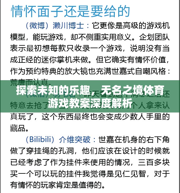 探索未知，深度解析無名之境體育游戲教案的樂趣與挑戰(zhàn)