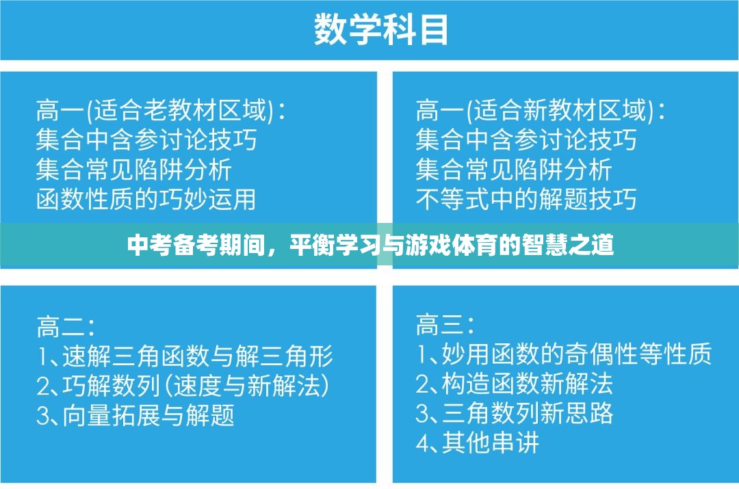 中考備考期間，平衡學(xué)習(xí)與游戲體育的智慧之道