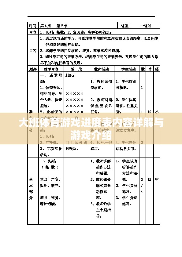 大班體育游戲進度表，內容詳解與精彩游戲介紹