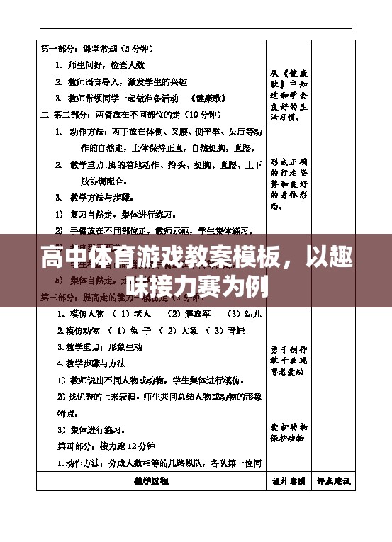 高中趣味接力賽體育游戲教案設(shè)計(jì)