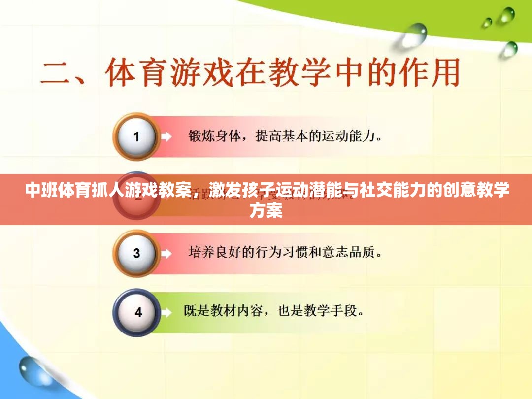 中班體育抓人游戲，激發(fā)孩子運(yùn)動潛能與社交能力的創(chuàng)意教學(xué)方案