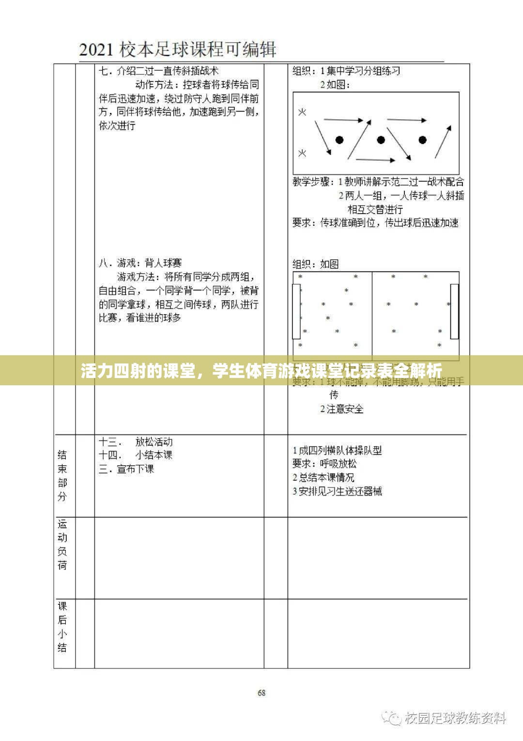 活力四射，學(xué)生體育游戲課堂記錄表全解析