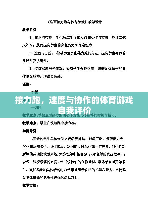 接力跑，速度與協(xié)作的完美融合——我的體育游戲自我評價