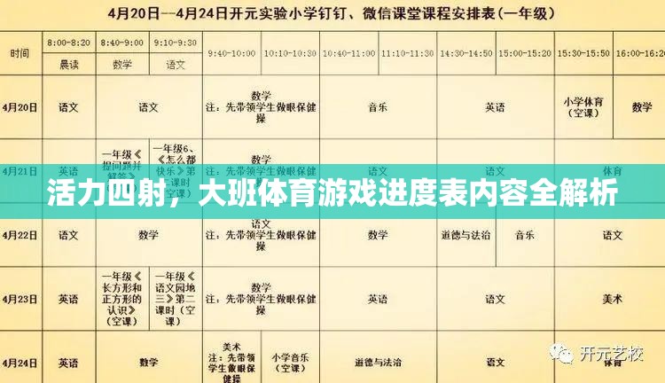 活力四射，大班體育游戲進(jìn)度表內(nèi)容全解析