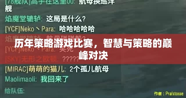 智慧與策略的巔峰對決，歷年策略游戲比賽回顧