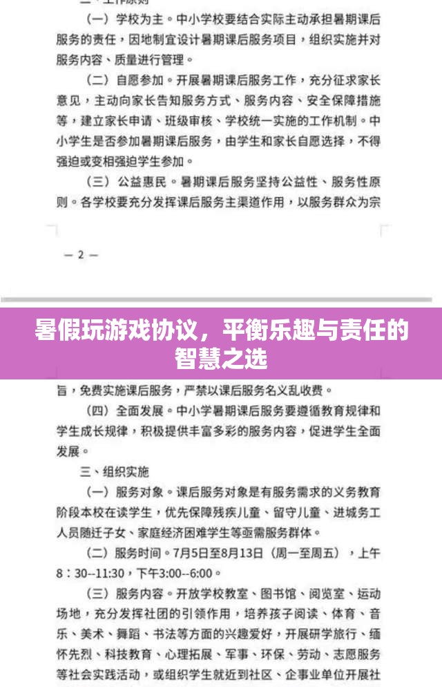 暑假游戲平衡協(xié)議，智慧之選，樂在其中  第2張